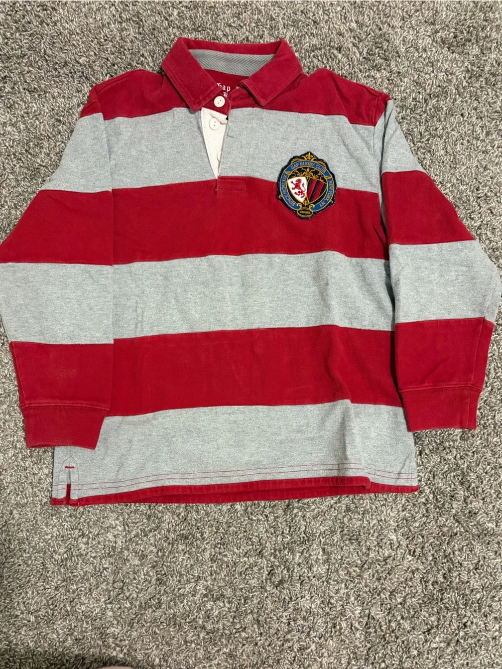 GAP Red and Gray Striped Kids' Rugby Shirt